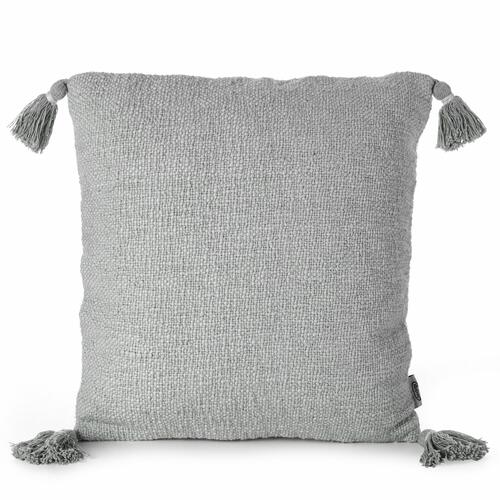Dekoračná obliečka na vankúš z hrubej bavlnenej látky so strapcami - Kimi, šedá-strieborná 45 x 45 cm